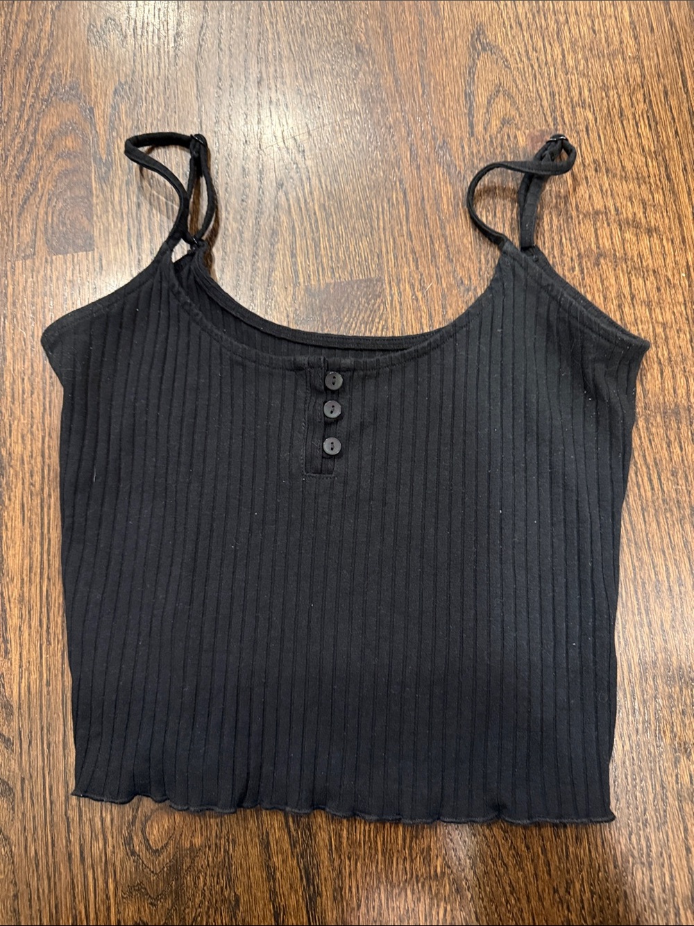 American Eagle Outfitters Black Ribbed Button-Front Cami